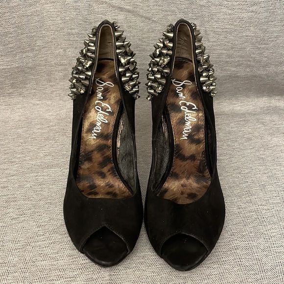 🔥 Sam Edelman Lorissa Spiked Peep-Toe Heels Size 7.5 - Picture 2 of 14